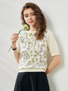 COMOBOCA White Women's Floral Print Raglan Sleeve T-Shirt