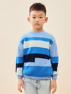 COMOBOCA 100% Wool Kids' Geometric Color Block Striped Knit Sweater