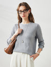 COMOBOCA Women's Cable Knit Ribbed Sweater