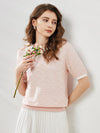 COMOBOCA Women's Diamond Knit Short Sleeve Sweater