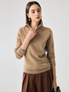 COMOBOCA 100% Cashmere Women's Half-Zip Mock Neck Pullover Sweater