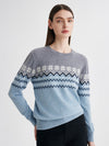 COMOBOCA 100% Cashmere Women's Fair Isle Round Neck Knit Sweater