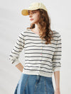 COMOBOCA Black Women's Striped Button-Down Cardigan
