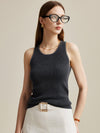 COMOBOCA Gray 100% Wool Women's Sleek Ribbed Knit Tank Top