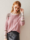 COMOBOCA 100% Cashmere Women's Intricate Sleeve Knit Sweater