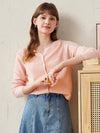 COMOBOCA Rose Pink 100% Wool Women's V-Neck Button Up Cardigan