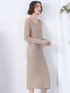 COMOBOCA 100% Cashmere Women's Cable Knit Sweater Dress