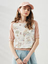 COMOBOCA Women's Floral Print Raglan Sleeve T-Shirt