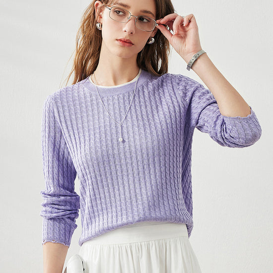 COMOBOCA Women's Cable Knit Ribbed Sweater