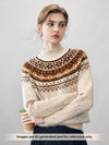 COMOBOCA Bronze 100% Cashmere Women's Fair Isle Mock Neck Sweater