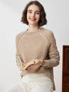 COMOBOCA 100% Cashmere Women's Round Neck Ribbed Sweater