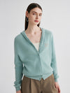 COMOBOCA 100% Cashmere Women's Button Up Knit Hoodie