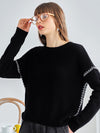 COMOBOCA 100% Cashmere Women's Sweater with Stitch Detailing