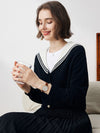 COMOBOCA 100% Cashmere Women's Sailor Collar Cardigan