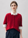 COMOBOCA Red 100% Cashmere Women's Button Front Knit Cardigan