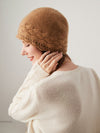 COMOBOCA 100% Cashmere Women's Crochet Trim Cable Knit Beanie