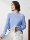 COMOBOCA 100% Cashmere Women's Round Neck Ribbed Sweater