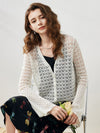 COMOBOCA Women's Bell Sleeve Lace Knit Cardigan