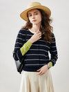 COMOBOCA Women's Striped Ribbed Button Down Cardigan