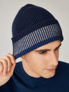 COMOBOCA 100% Wool Men's Striped Ribbed Knit Beanie