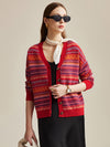 COMOBOCA 100% Wool Women's Fair Isle Patterned Cardigan