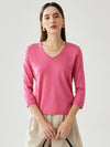 COMOBOCA Women's V-Neck 3/4 Sleeve Golden Heart T-Shirt