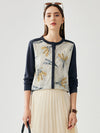 COMOBOCA Gray Women's Floral Ribbed Button-Up Cardigan