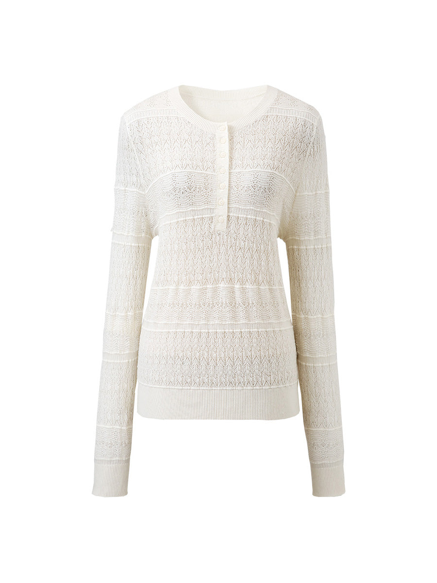 COMOBOCA 100% Wool Women's Stylish Lace Knit Sweater