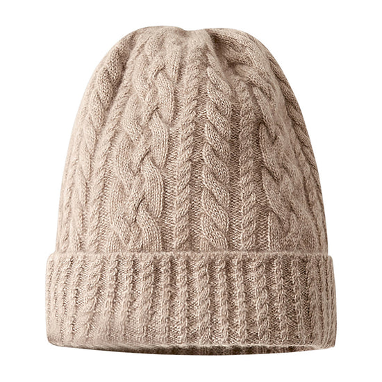 COMOBOCA 100% Cashmere Stylish Cable Knit Beanie