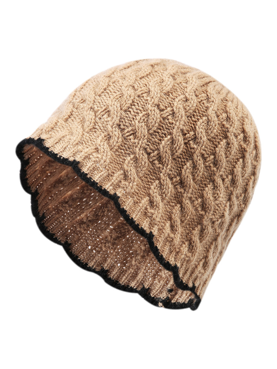 COMOBOCA 100% Cashmere Women's Cable Knit Beanie
