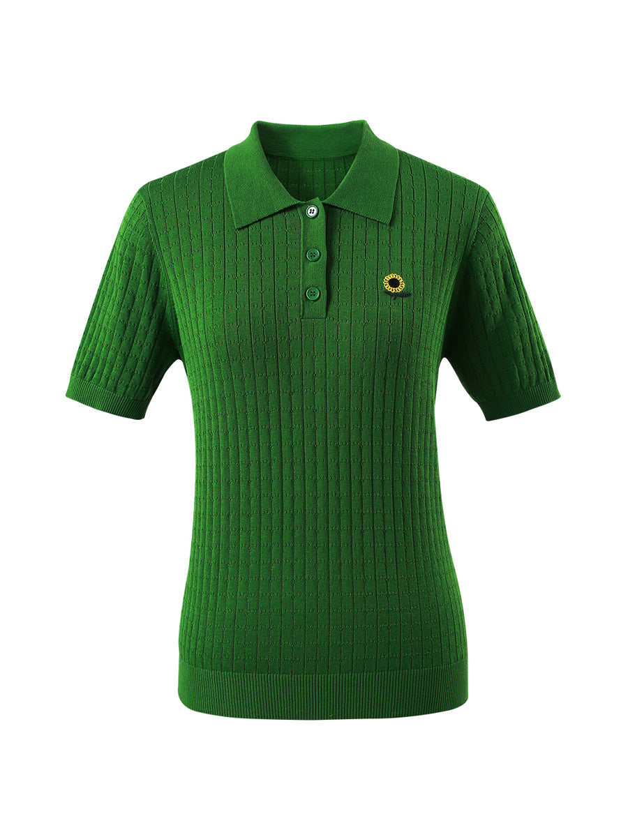COMOBOCA Women's Classic Cotton Silk Polo Knit T-Shirt