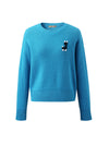 COMOBOCA 100% Wool Women's Embroidered Patch Knit Sweater