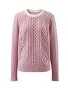 COMOBOCA 100% Wool Women's Contrast Color Cable Knit Sweater
