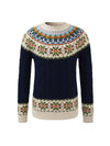 COMOBOCA 100% Wool Kids' Cable Fair Isle Round Neck Sweater