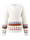 COMOBOCA 100% Wool Kids' Round Neck Striped Cable Knit Sweater