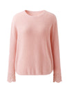 COMOBOCA 100% Cashmere Women's Ribbed Crochet Lace Cuffs Sweater