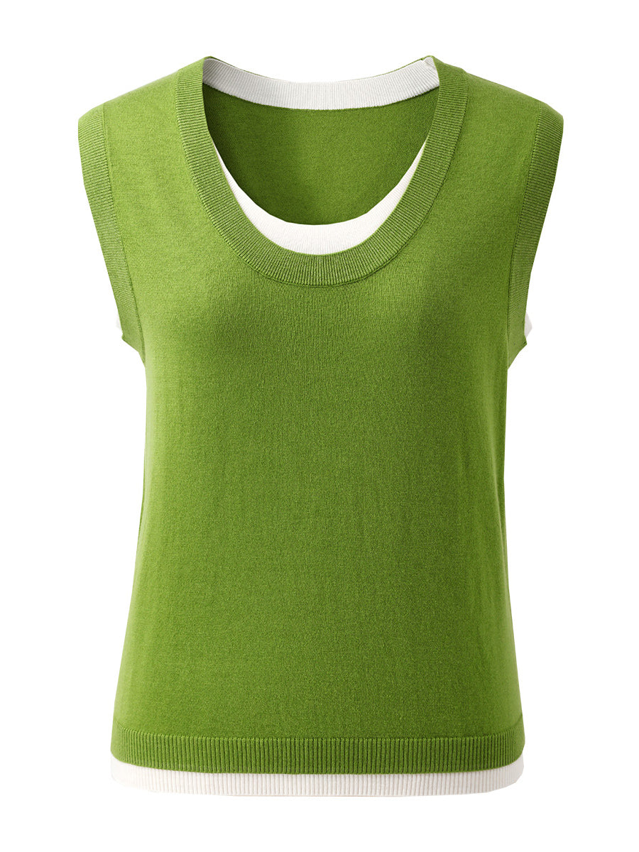 COMOBOCA Women's Faux Layered Look Tank Top