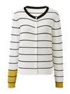 COMOBOCA Women's Striped Ribbed Button Down Cardigan
