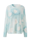 COMOBOCA Women's Heart Printed Round Neck Sweater