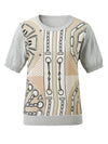 COMOBOCA Women's Graphic Chain Design Knit T-Shirt
