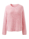 COMOBOCA 100% Wool Women's Fuzzy Round Neck Sweater