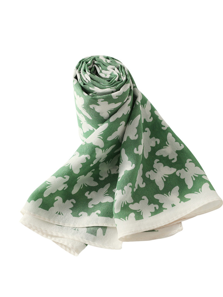 COMOBOCA 100% Mulberry Silk Women's Butterfly Print Scarf