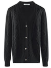 COMOBOCA 100% Cashmere Women's V-Neck Cable Knit Cardigan