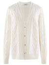 COMOBOCA 100% Cashmere Women's V-Neck Cable Knit Cardigan