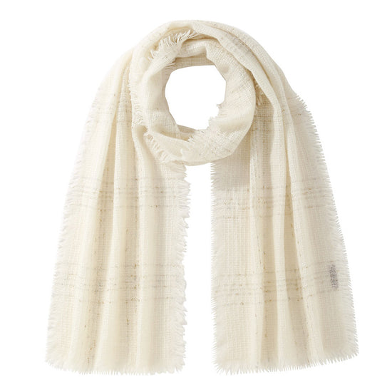 COMOBOCA 100% Cashmere Scarf with Fringes and Metallic Shimmer