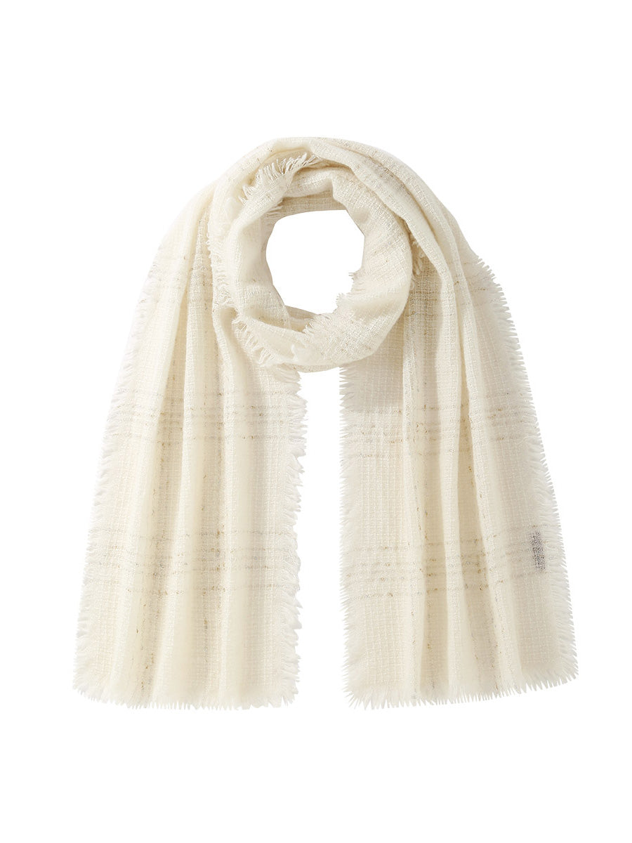 COMOBOCA 100% Cashmere Scarf with Fringes and Metallic Shimmer