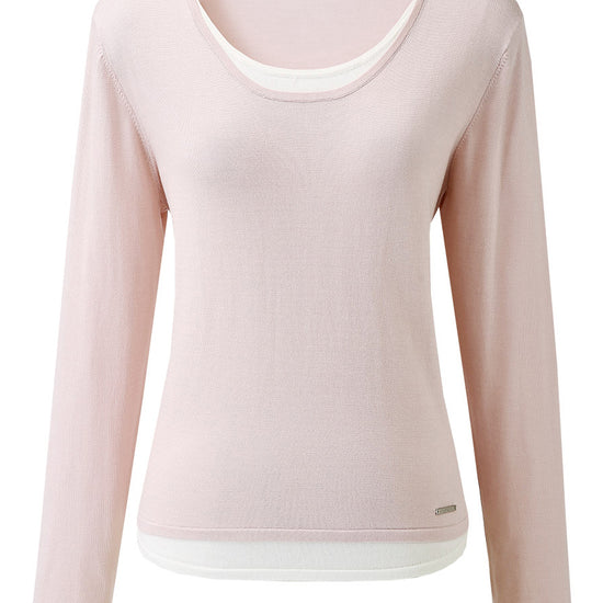 COMOBOCA Women's Layered Round Neck Knit Sweater