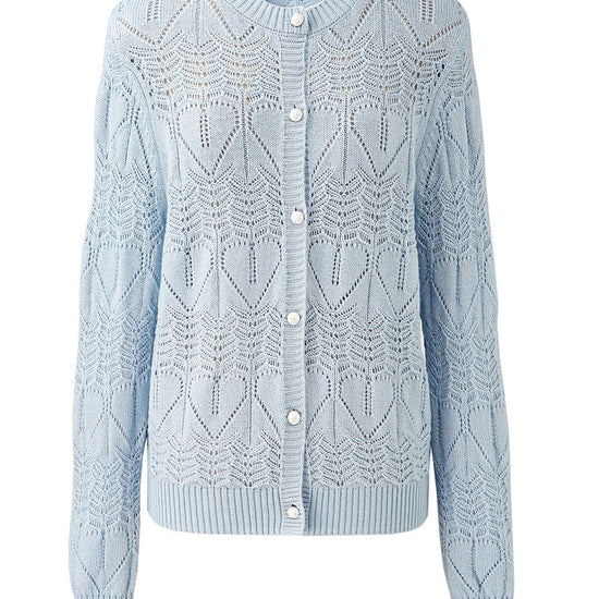 COMOBOCA Women's Chic Heart Patterned Button Cardigan