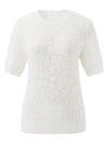 COMOBOCA Women's Cotton Silk Versatile Floral Lace Knit T-Shirt