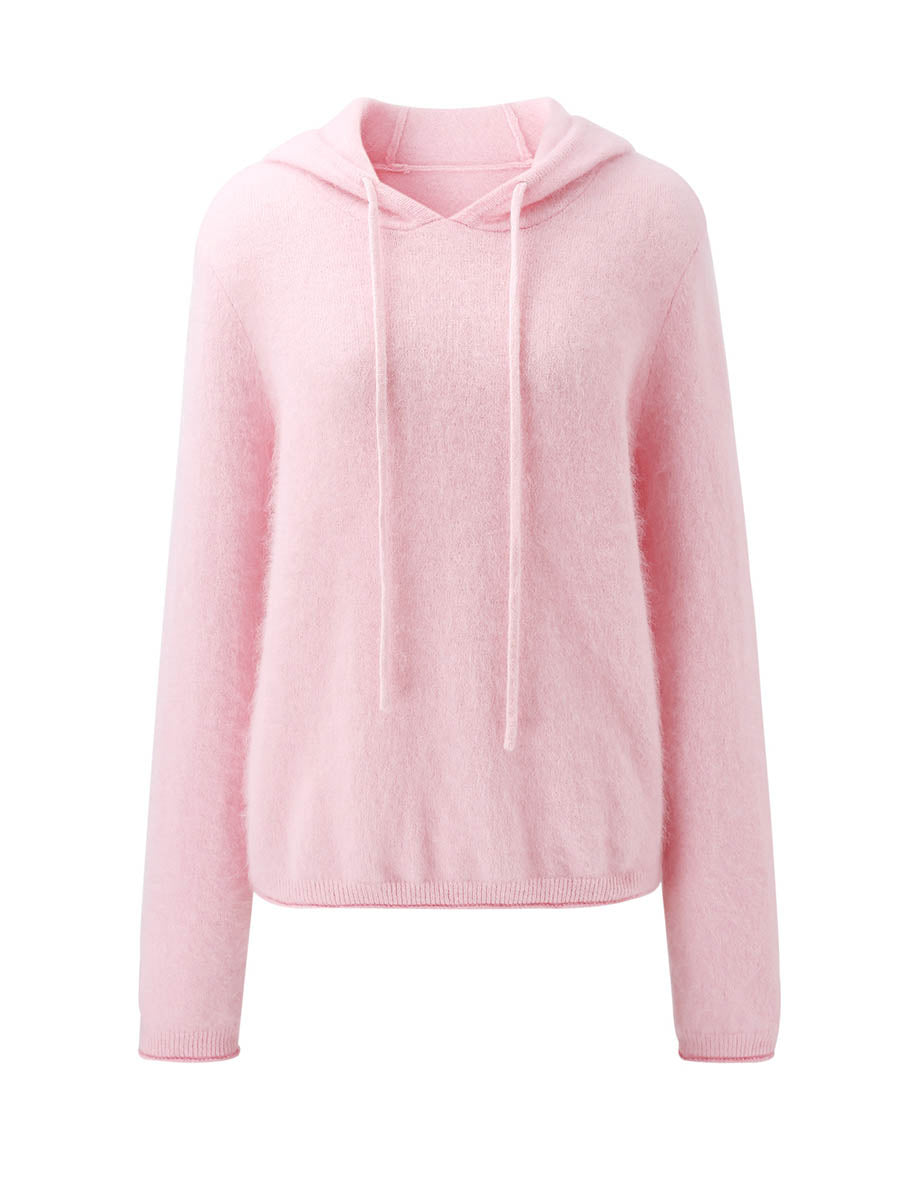 COMOBOCA Women's Wool Fuzzy Hooded Sweater